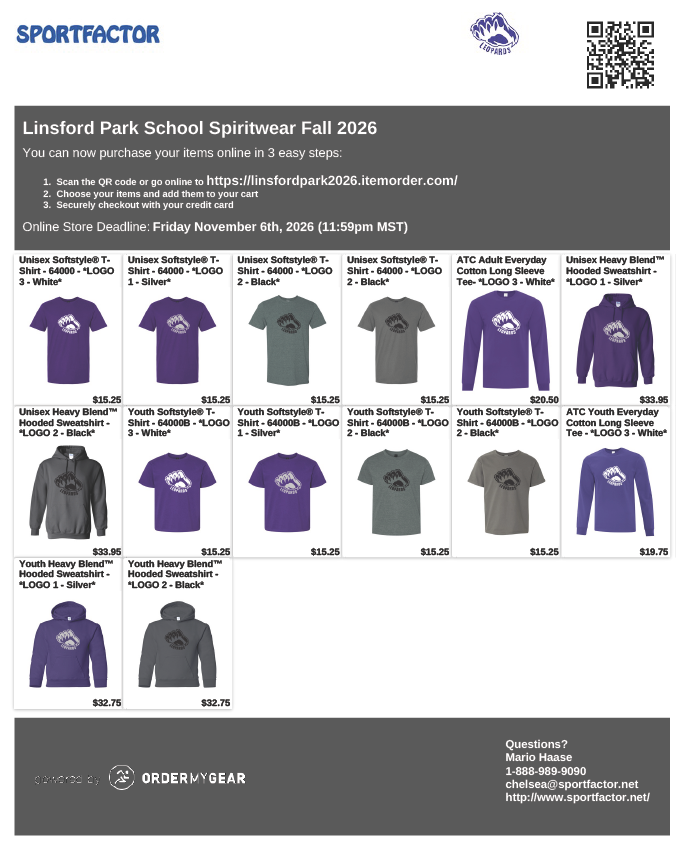 Student Spirit Wear Fall Order 26