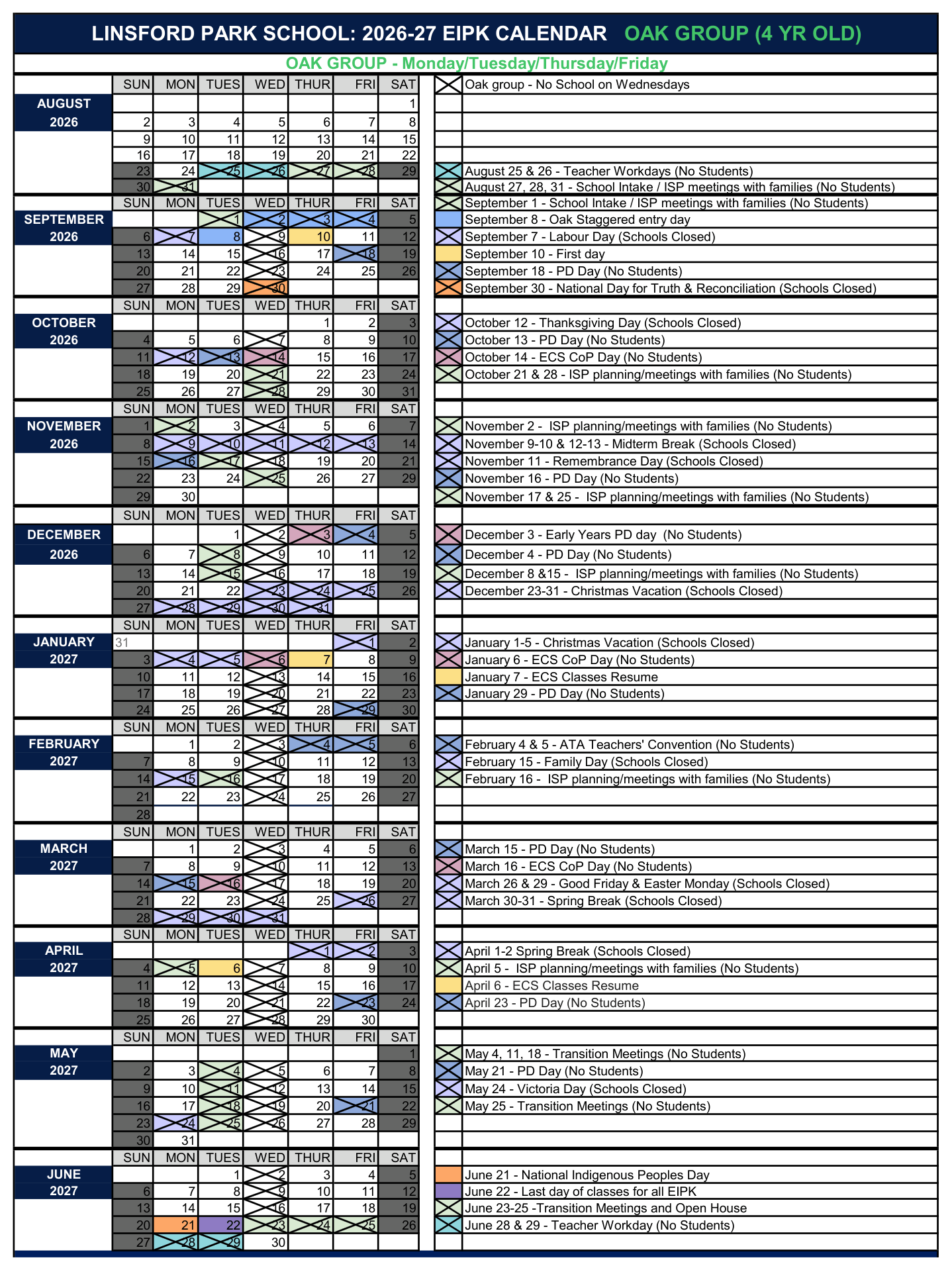 LPS EIPK Calendar 2026 27 OAK parent 1